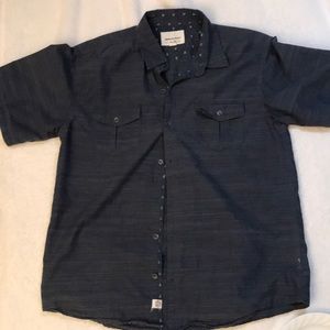 Kids short sleeve button down blue shirt